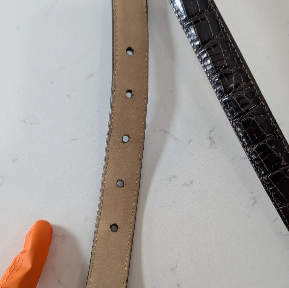 Vintage Brighton Brown Leather Belt with Silver and Gold Accents Size M - Picture 4 of 12